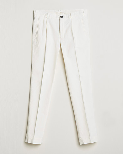 Herren | Stoffhosen | Incotex | Pleated Luxury Moleskine Trousers Off White