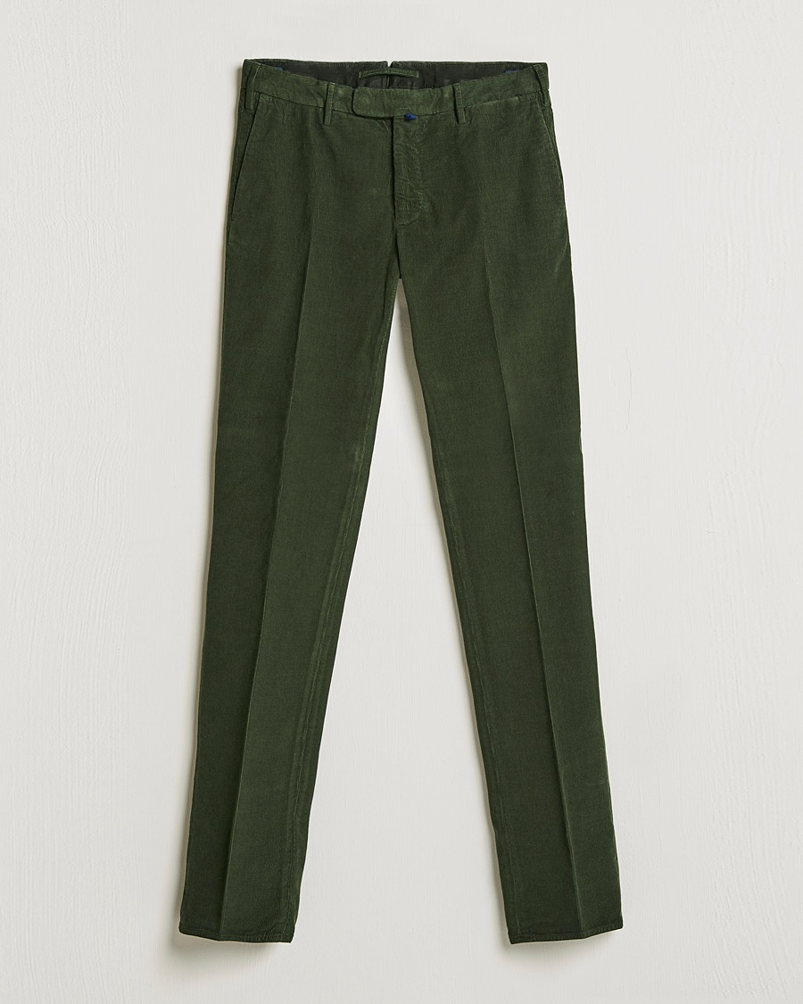 Incotex Slim Fit Soft Corduroy Trousers Forest Green