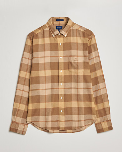 Herren | Flannellhemden | GANT | Regular Fit Flannel Block Checked Shirt Roasted Walnut