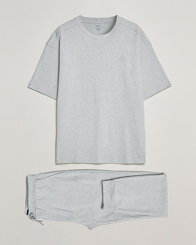 Herren | Pyjama-Set | GANT | Premium Loungewear Set Light Grey Melange