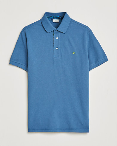 Herren | Poloshirt | Etro | Short Sleeve Contrast Paisley Polo Blue