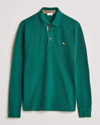 Herren | Langarm-Poloshirts | Etro | Long Sleeve Contrast Paisley Polo Emerald