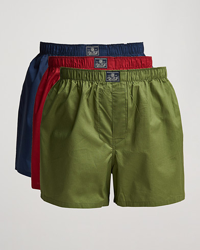 Herren | Unterhosen | Polo Ralph Lauren | 3-Pack Woven Boxer Red/Navy/Army Olive