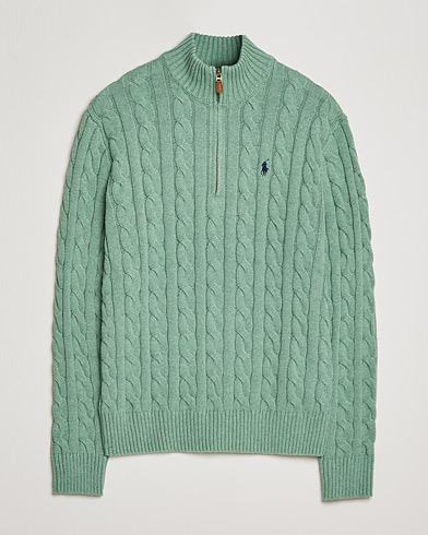 Herren | Pullover | Polo Ralph Lauren | Cotton Cable Half Zip Sweater Seafoam Heather