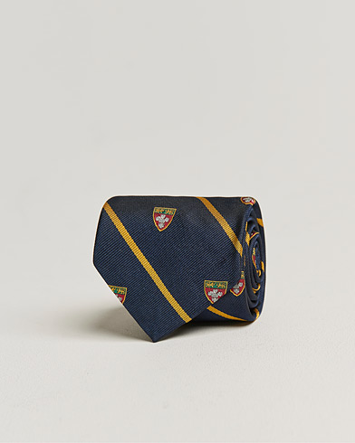 Herren | Cocktail | Polo Ralph Lauren | Crest Striped Tie Navy/Gold