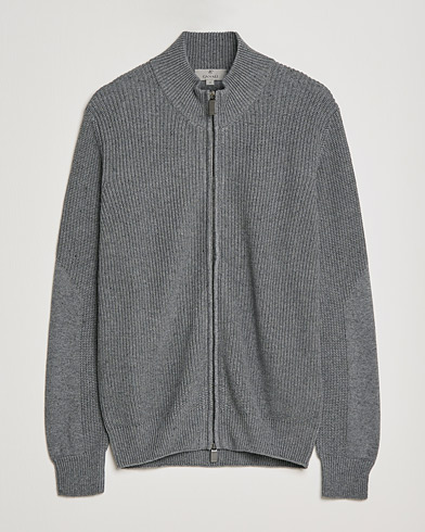 Herren | Canali | Canali | Cotton/Cashmere Full Zip Light Grey
