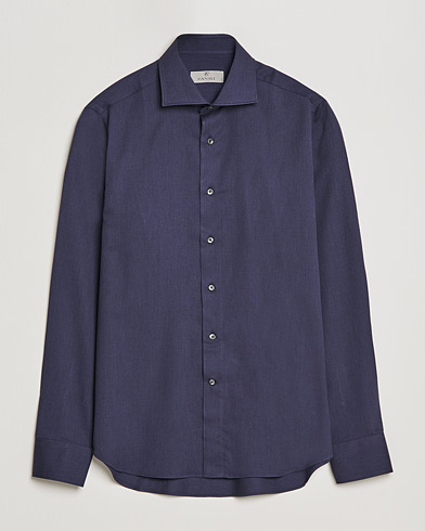 Herren | Flannellhemden | Canali | Slim Fit Flannel Shirt Navy