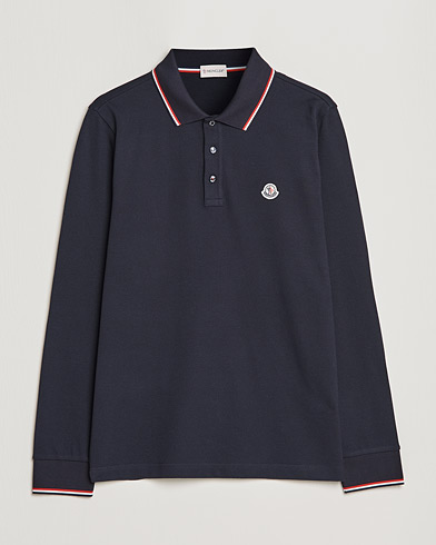 Herren | Langarm-Poloshirts | Moncler | Long Sleeve Logo Tipped Polo Navy