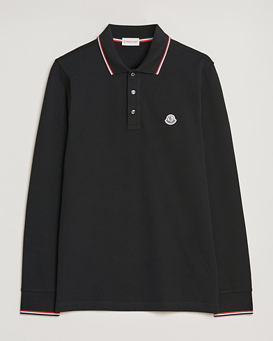 Herren | Pullover | Moncler | Contrast Rib Long Sleeve Polo Black