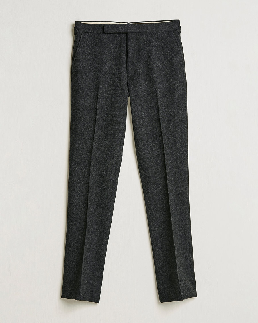  Flat Front Flannel Trousers Dark Grey