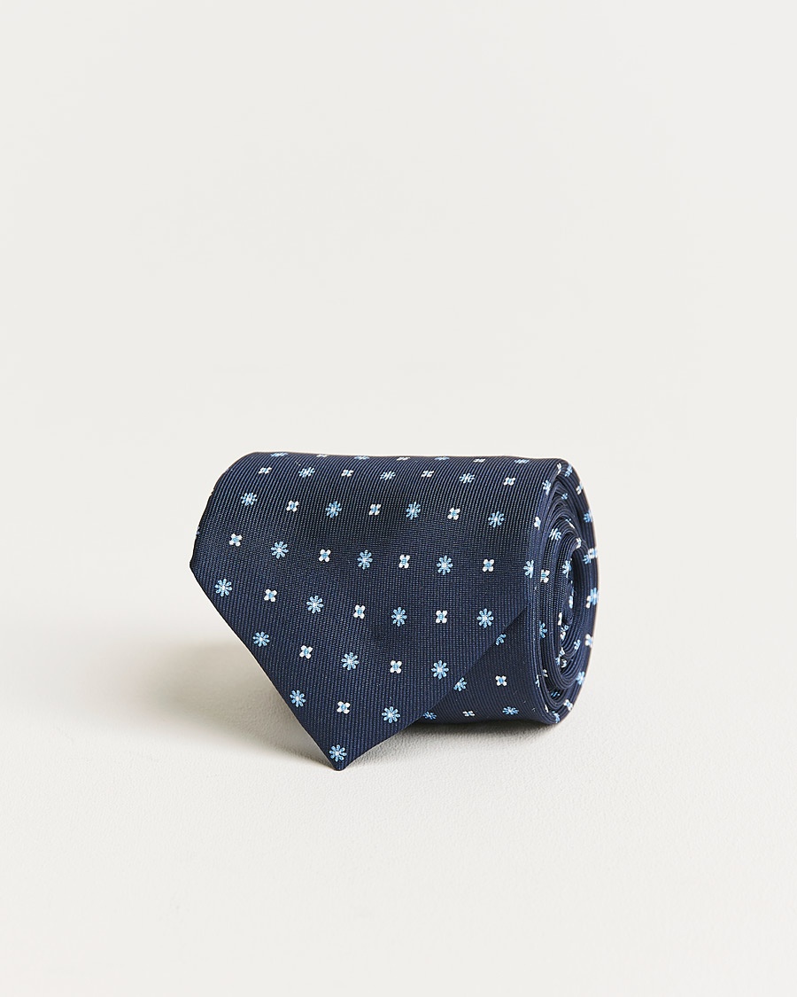 Herren | | E. Marinella | 3-Fold Micro Pattern Silk Tie Navy