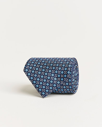 Herren |  | E. Marinella | 3-Fold Structured Silk Tie Dark Blue