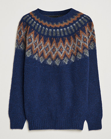 Herren | Weihnachtspullover | Howlin' | Brushed Wool Fair Isle Crew Sweater Magic Blue