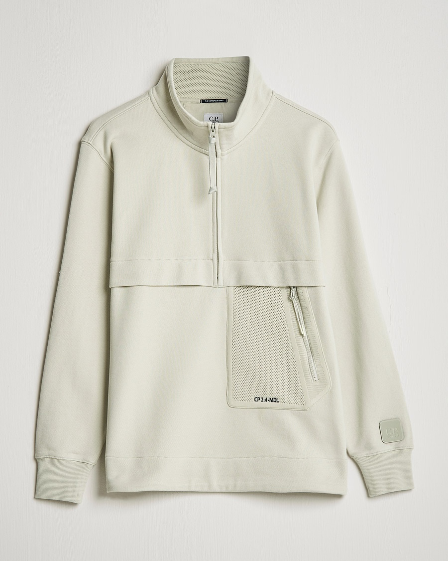 Herren | | C.P. Company | Metropolis Diagonal Raised Fleece Half Zip Off White