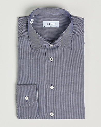 Herren | Formelle Hemden | Eton | Striped Fine Twill Slim Shirt Navy Blue