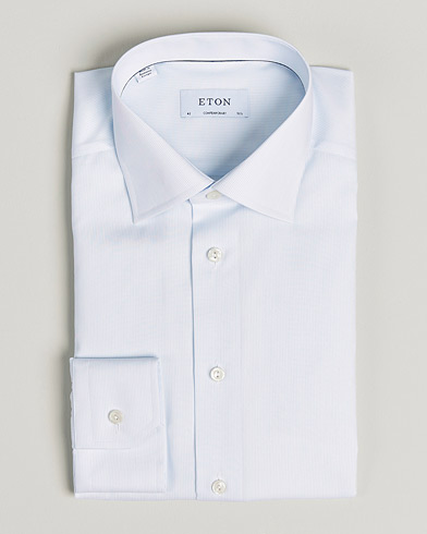 Herren | Eton | Eton | Hair line Striped Contemporary Twill Shirt Light Blue
