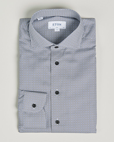 Herren |  | Eton | Floral Print Cotton Tencel Flannel Shirt Navy