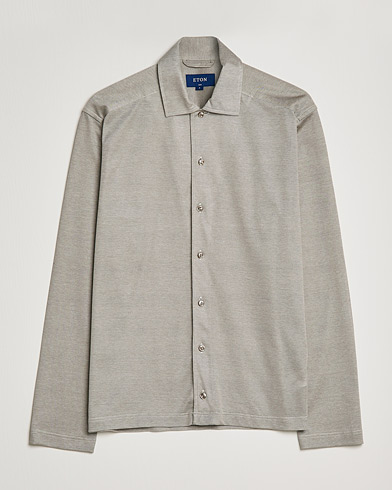 Herren | Langarm-Poloshirts | Eton | Oxford Pique Shirt Light Grey