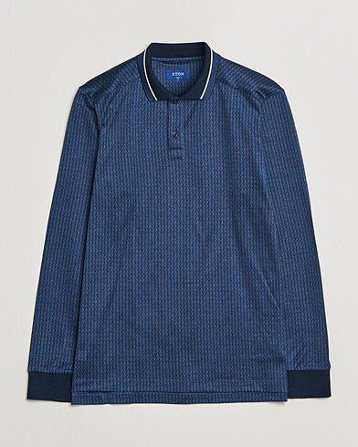 Herren | Langarm-Poloshirts | Eton | Jacuard Polo Shirt Navy