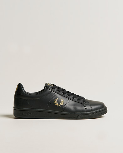 Herren | Schwarze Sneakers | Fred Perry | B721 Leather Tab Sneaker Black Gold