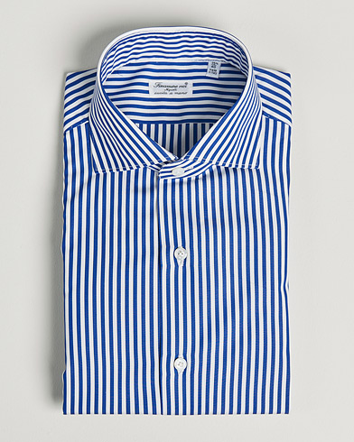 Herren | Formelle Hemden | Finamore Napoli | Milano Slim Dress Shirt Blue Stripe
