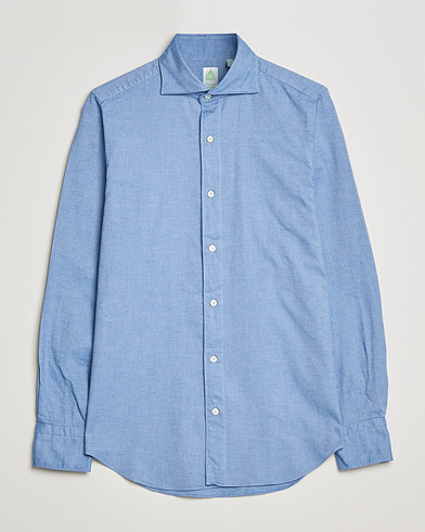 Herren | Flannellhemden | Finamore Napoli | Tokyo Slim Flannel Shirt Light Blue