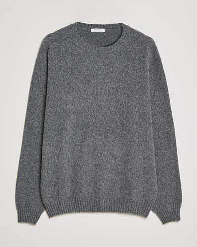 Herren | Rundausschnitt | Boglioli | Brushed Cashmere Sweater Grey Melange