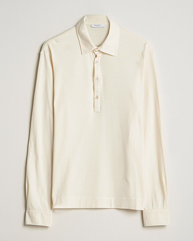 Herren | Poloshirt | Boglioli | Long Sleeve Polo Shirt Off White