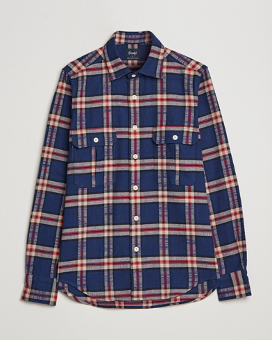 Herren | Freizeithemden | Drake's | Rugged Cotton Twill Work Shirt Blue