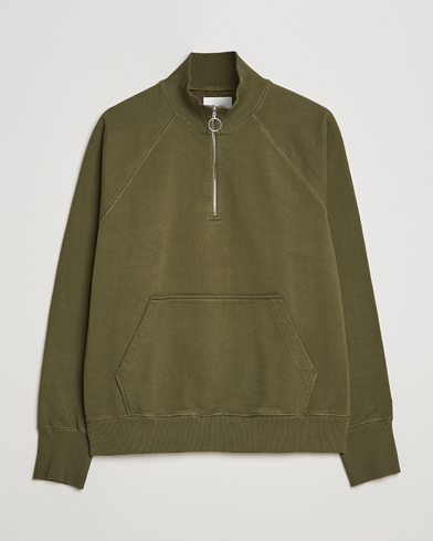 Herren |  | Drake's | Quarter Zip Sweatshirt Green