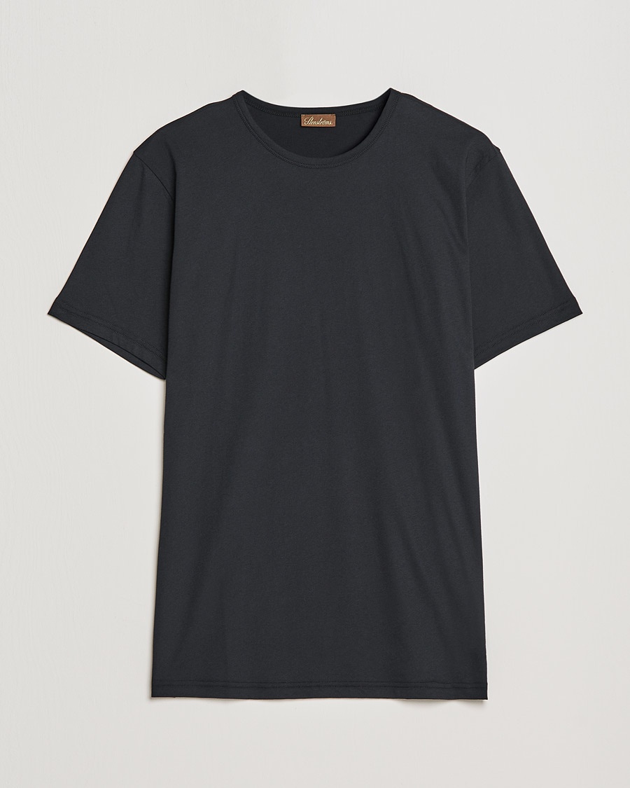 Stenströms Solid Cotton T-Shirt Black – Schwarz