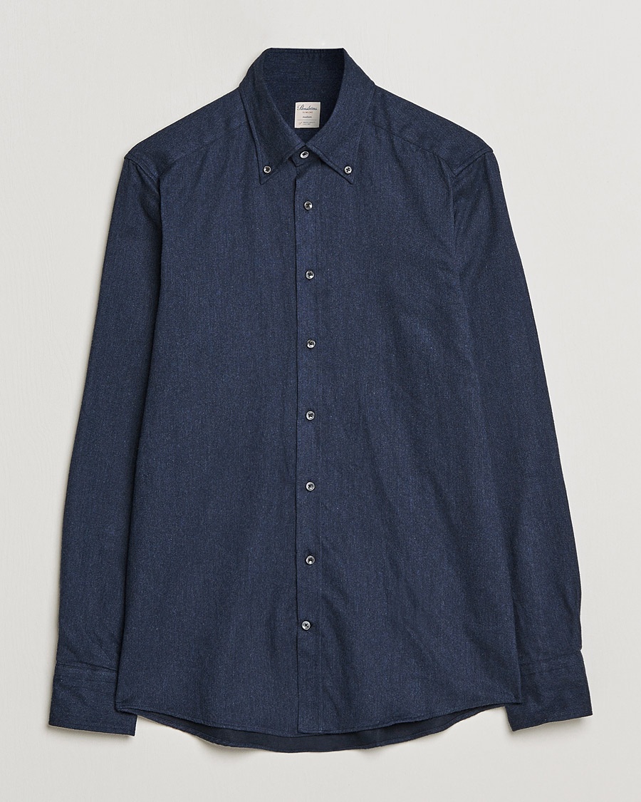 Stenströms Slimline Flannel Shirt Navy