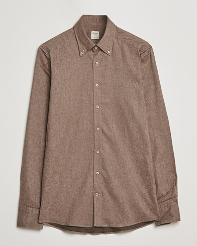 Herren | Flannellhemden | Stenströms | Slimline Flannel Shirt Brown