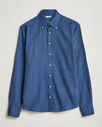 Herren |  | Stenströms | Slimline Button Down Printed Oxford Shirt Indigo Blue