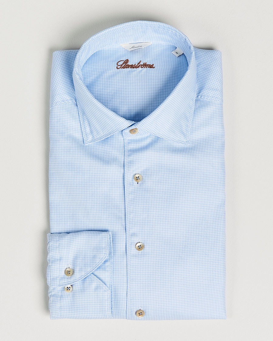  Slimline Cut Away Washed Houndstooth Shirt Light Blue