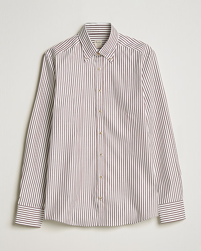 Herren | Stenströms | Stenströms | Slimline Striped Pinpoint Oxford Shirt Brown
