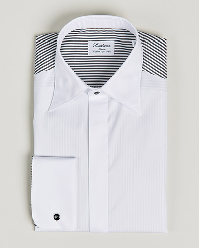 Herren | Anzugshemden | Stenströms | Slimline Fiesta Fly Front Tuxedo Shirt White