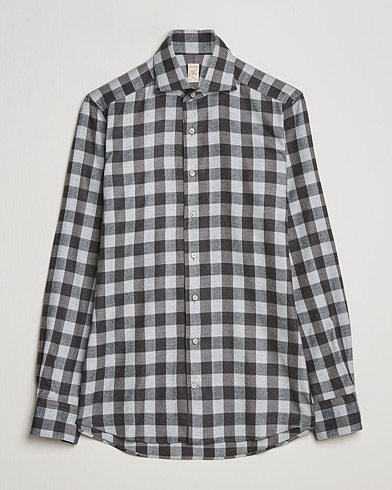 Herren | Stenströms | Stenströms | 1899 Slimline Checked Cotton Flannel Shirt Grey
