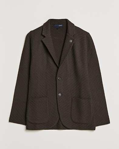 Herren | Strickblazer | Lardini | Structured Knitted Wool Blazer Dark Brown