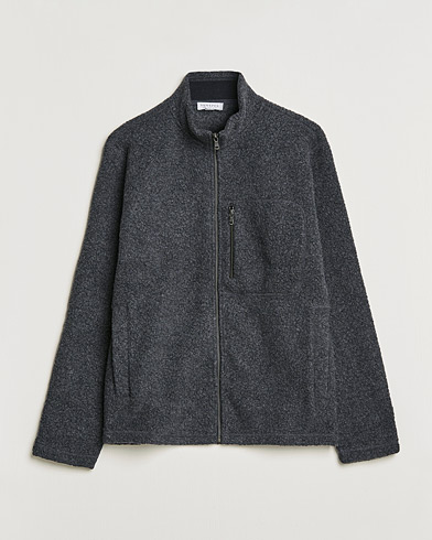 Herren |  | Sunspel | Eco Wool Full Zip Fleece Jacket Charcoal Melange