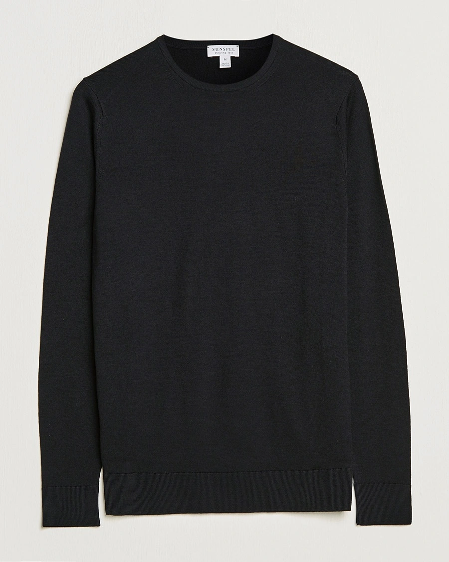 Sunspel Crew Neck Jumper Black – Schwarz