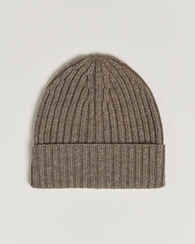 Herren | Accessoires | Piacenza Cashmere | Ribbed Cashmere Beanie Taupe