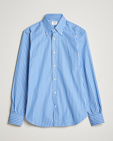 Herren |  | Mazzarelli | Soft Button Down Stripe Shirt Blue/White