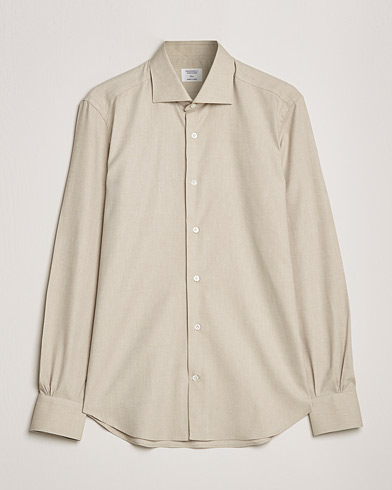 Herren |  | Mazzarelli | Soft Twill Cotton Shirt Beige