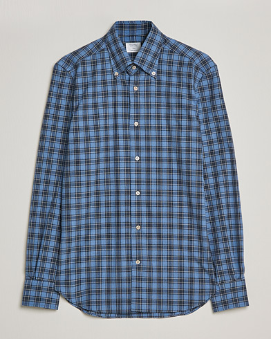 Herren | Flannellhemden | Mazzarelli | Soft Flannel Shirt Dark Blue