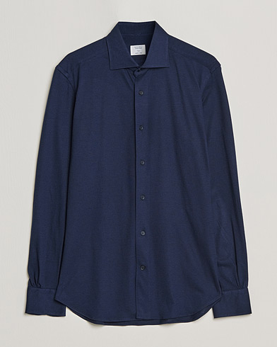 Herren |  | Mazzarelli | Soft Cashmere Jersey Shirt Navy