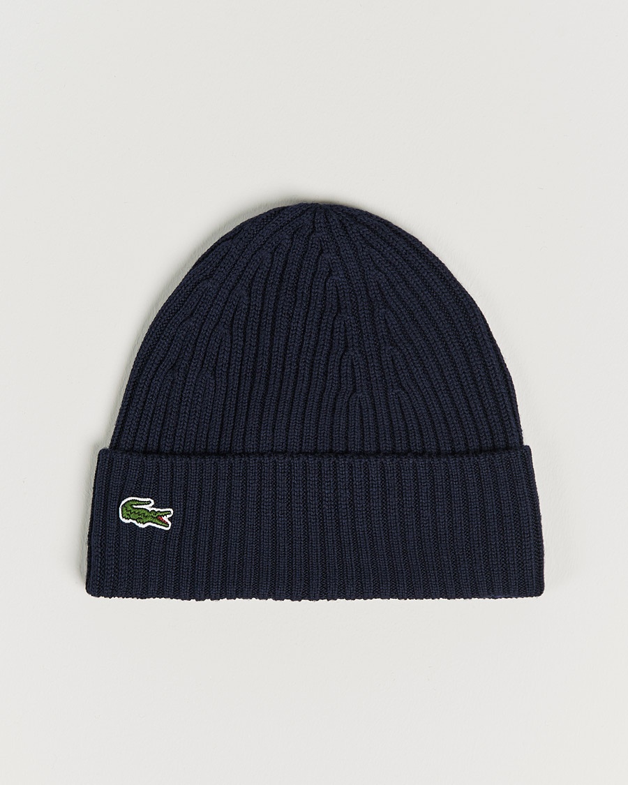 Lacoste Wool Knitted Beanie Navy Blue – Blau
