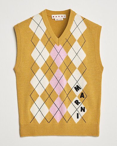 Herren | Marni | Marni | Shetland Argyle Knit Vest White/Yellow
