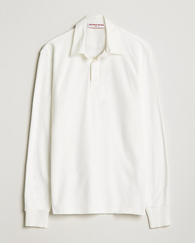 Herren | Langarm-Poloshirts | Orlebar Brown | Tasman Garment Dyed Cotton Toweling Polo Cloud