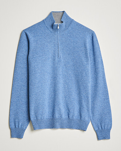 Herren |  | Gran Sasso | Wool/Cashmere Half Zip Light Blue